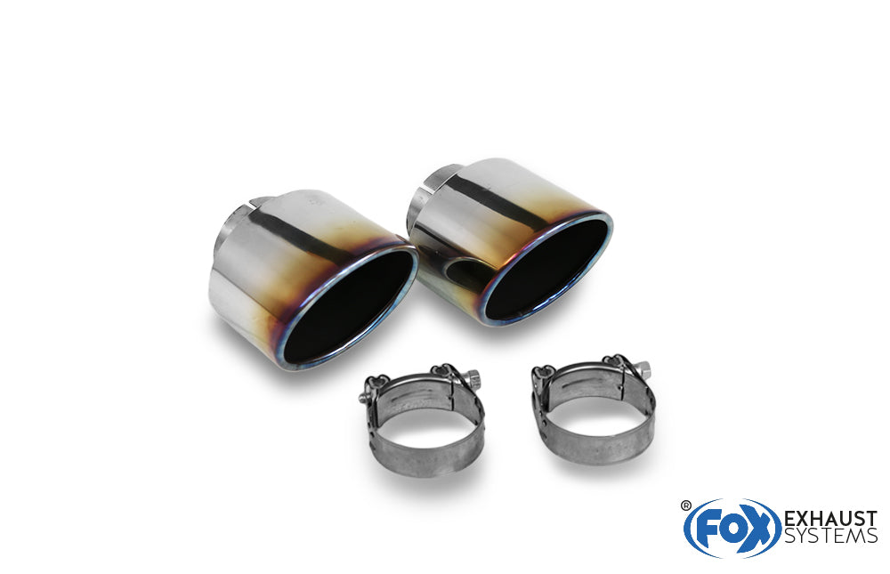 FOX Hyundai i30N Performance + Fastback Endrohre passend auf den originalen Endschalldämpfer - 129x106 Typ 32 rechts/links mit eingefärbten Rand