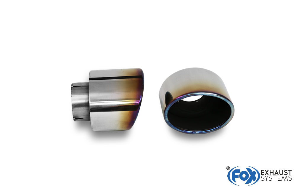 FOX Hyundai i30N Performance + Fastback Endrohre passend auf den originalen Endschalldämpfer - 129x106 Typ 32 rechts/links mit eingefärbten Rand