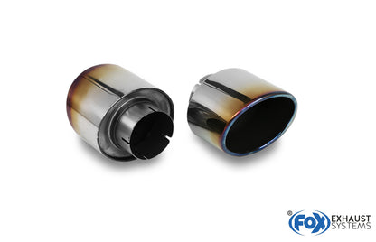 FOX Hyundai i30N Performance + Fastback Endrohre passend auf den originalen Endschalldämpfer - 129x106 Typ 32 rechts/links mit eingefärbten Rand