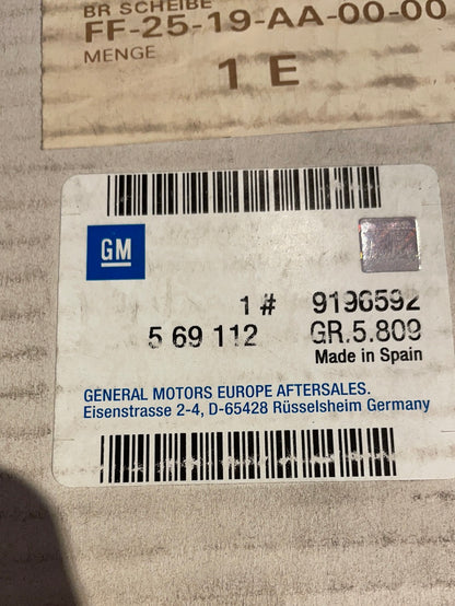 Original GM Opel Corsa C Tigra Twintop Bremsscheiben hinten Neu