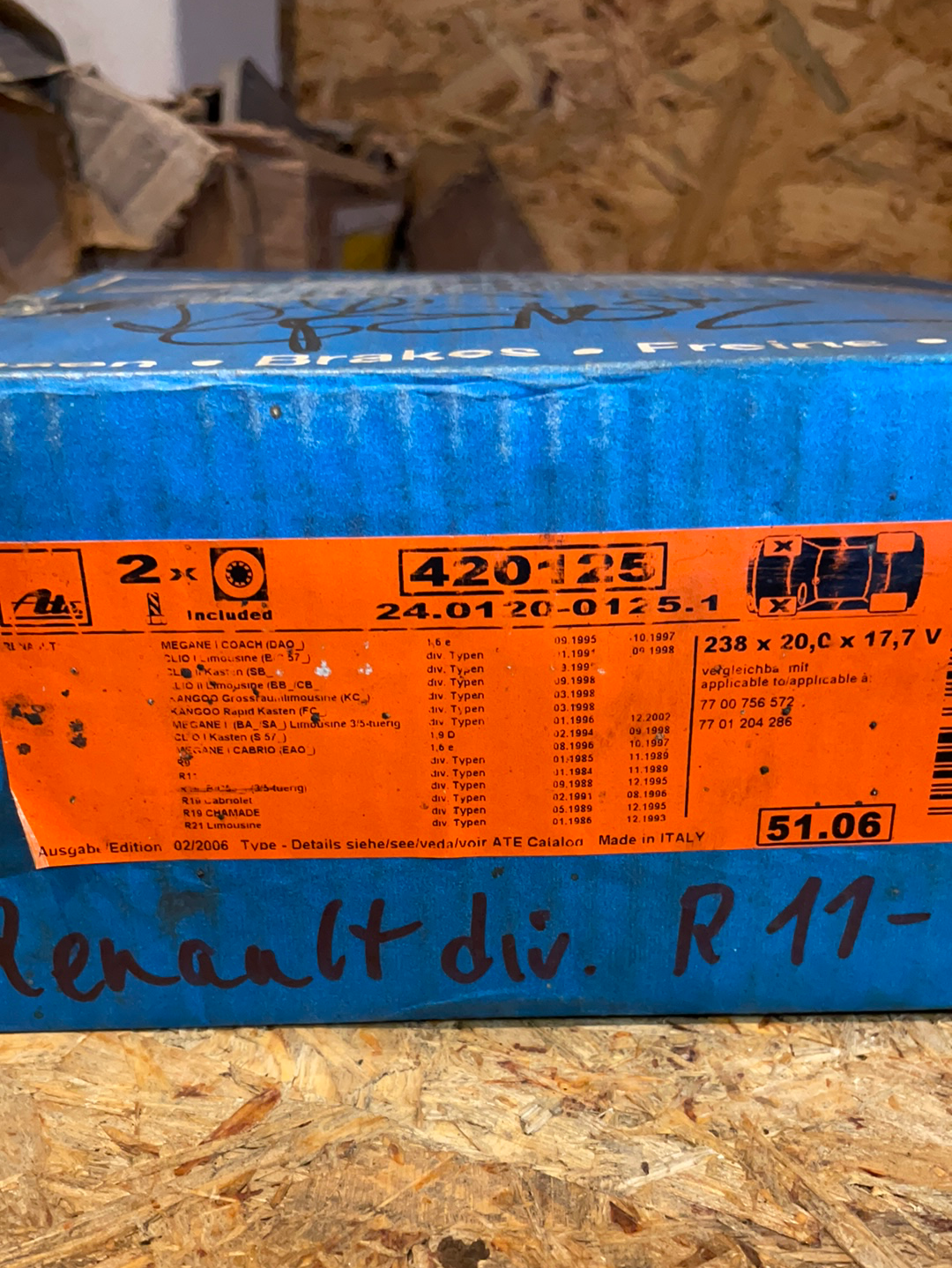 Original GM Renault Clio Kangoo Kubistar 238mm Bremsscheiben Neu