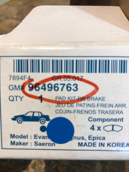 Original GM Epica Magnus Bremsklötze hinten Neu
