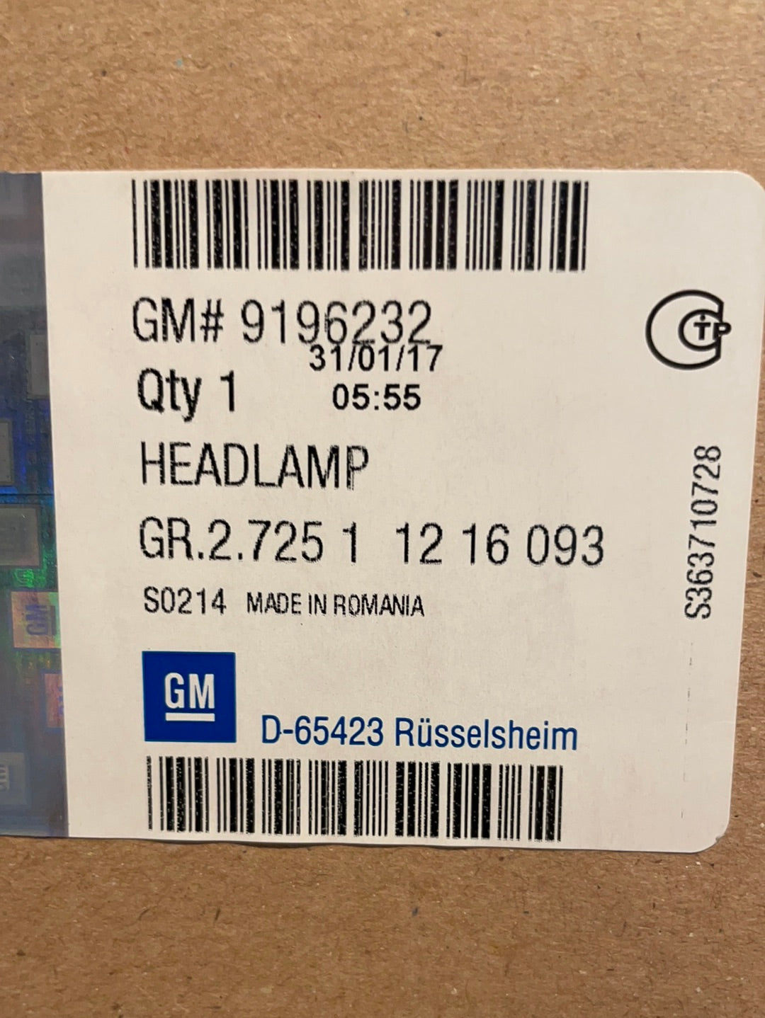 Original GM Opel Corsa C Combo Scheinwerfer rechts Neu