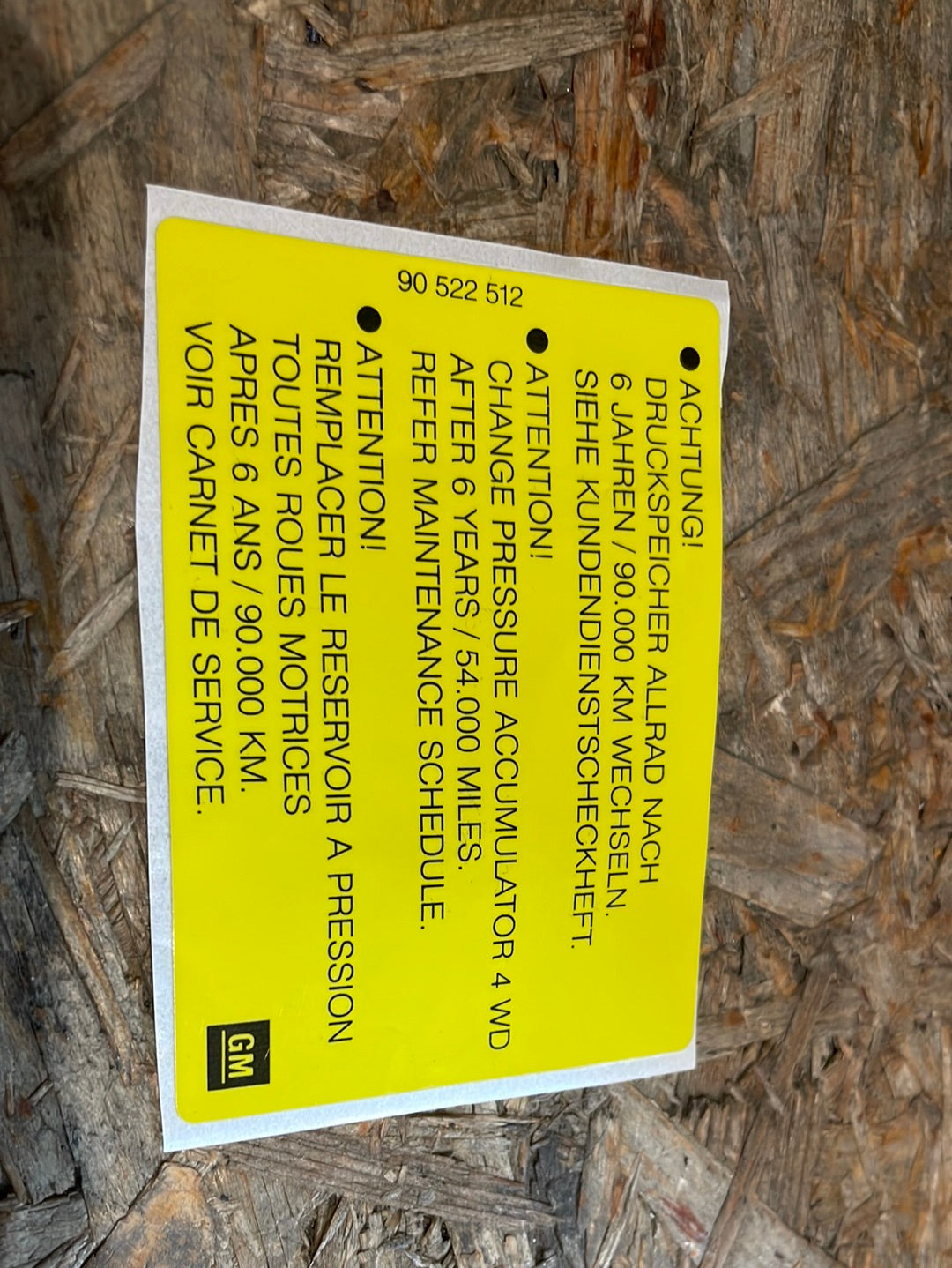 Original GM Opel Calibra Vectra A Aufkleber Vorratsbehälter Hydraulikanlage Neu