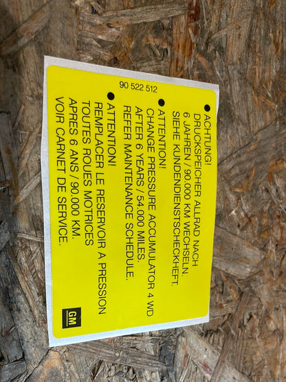 Original GM Opel Calibra Vectra A Aufkleber Vorratsbehälter Hydraulikanlage Neu