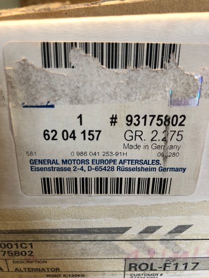 Original GM Opel Astra G Zafira A Vectra B Lichtmaschine 14V 70A Neu