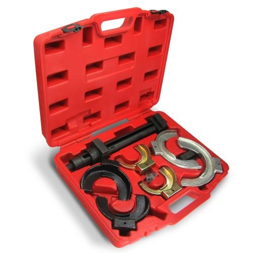 Federspanner-Set, 8-teilig im Koffer aus Stahl für Federgrößen 80-195 mm Durchmesser, inklusive Versatzstück, nur geeignet bei Mac Pherson Federbeinen