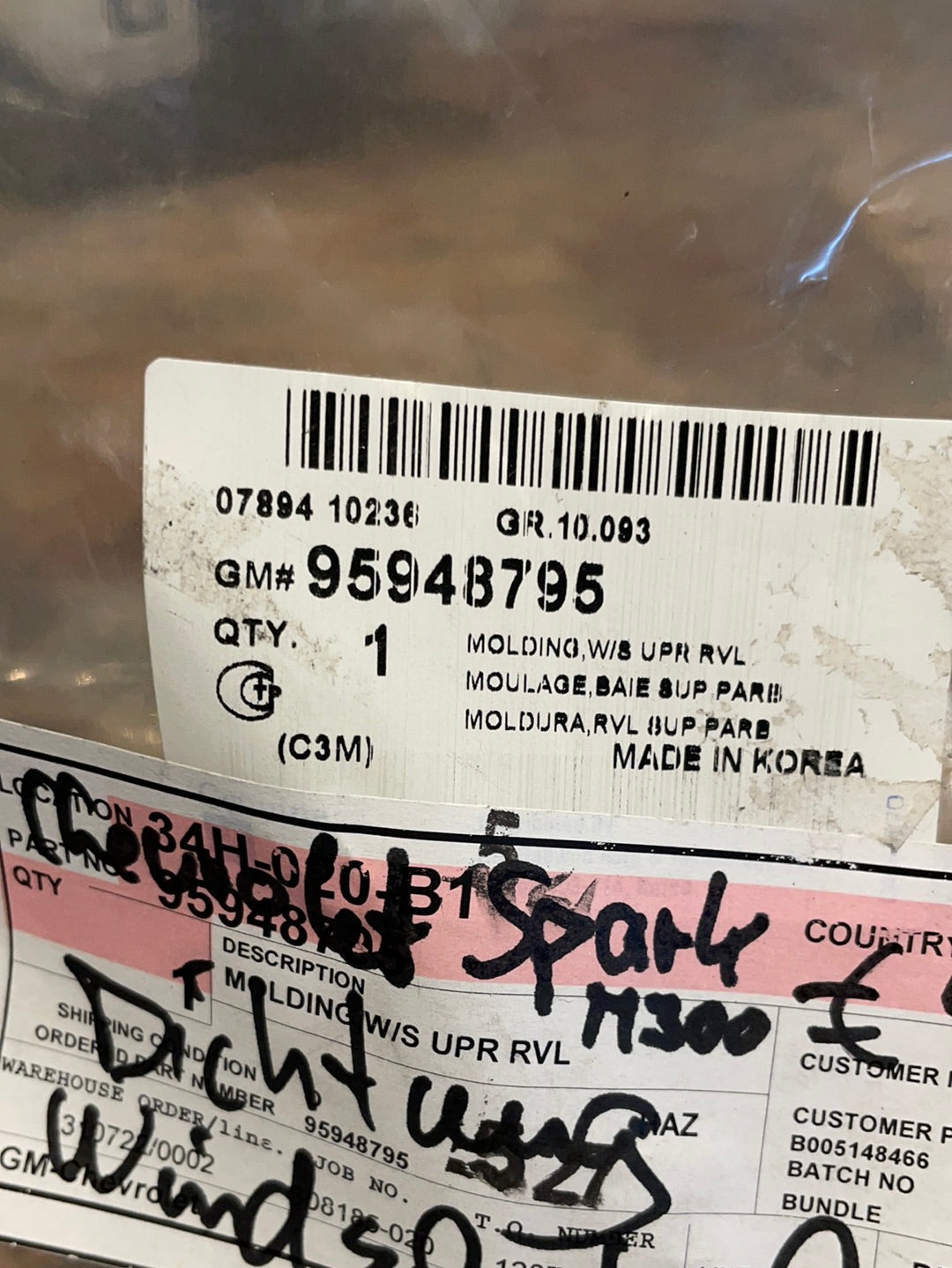 Original GM Chevrolet Spark M300 Dichtung Windschutzscheibe Neu