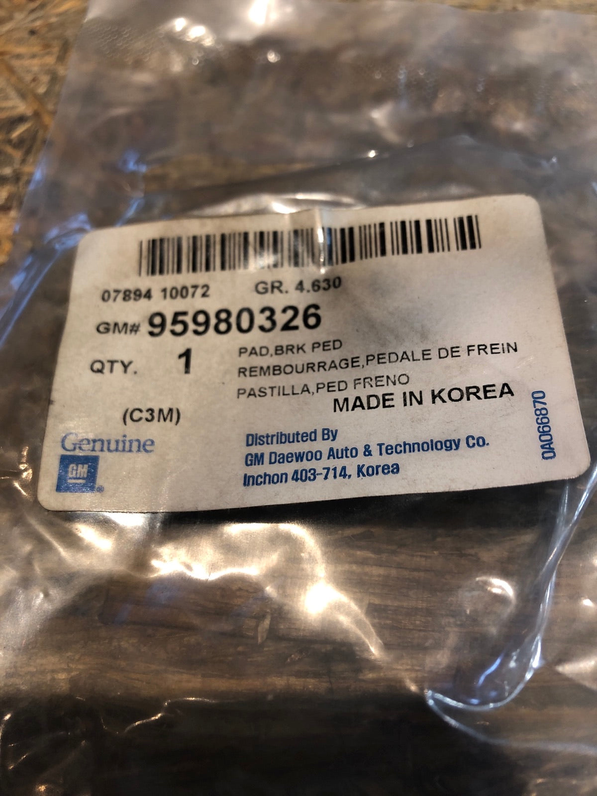 Original GM Chevrolet Spark Pedalgummi Neu