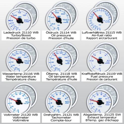 Zusatzinstrument, Dynamic, Abgastemperaturanzeige, Schrittmotor Technik, 2-farbige LED Anzeige wählbar, Ø52mm