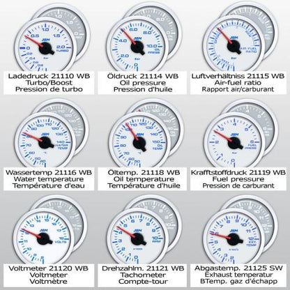 Zusatzinstrument, Dynamic, Abgastemperaturanzeige, Schrittmotor Technik, 2-farbige LED Anzeige wählbar, Ø52mm