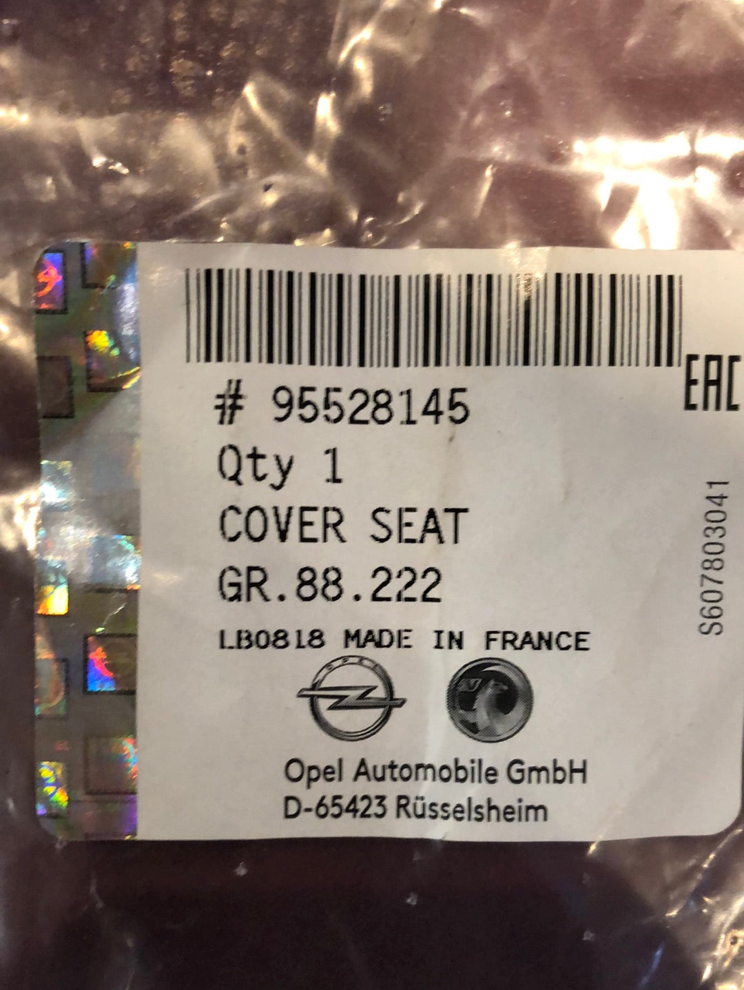 Original GM Opel Grandland X Sitzbezug Rückenlehne Leder Schwarz Neu