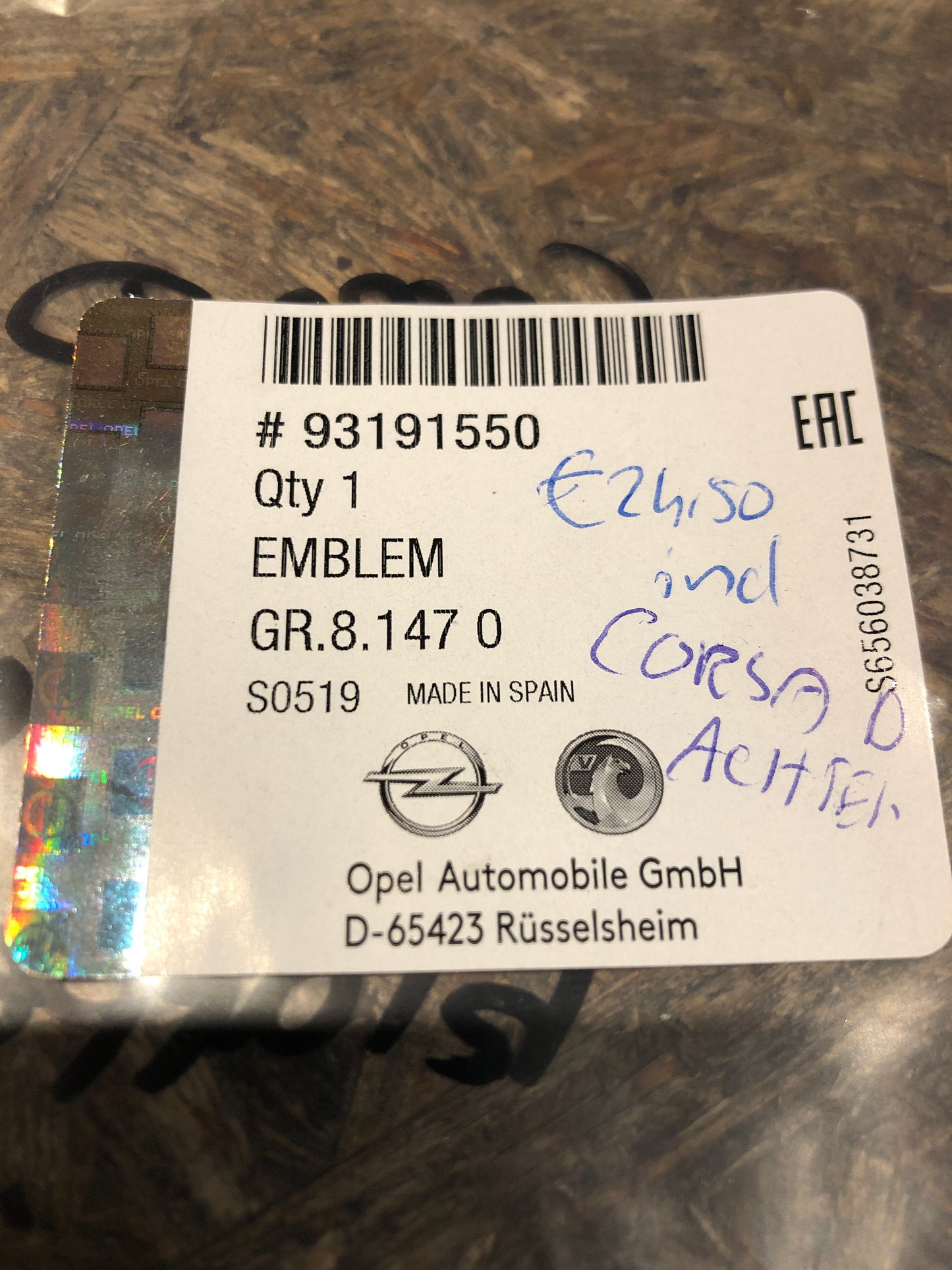Original GM Opel Corsa D Emblem Heckklappe Neu