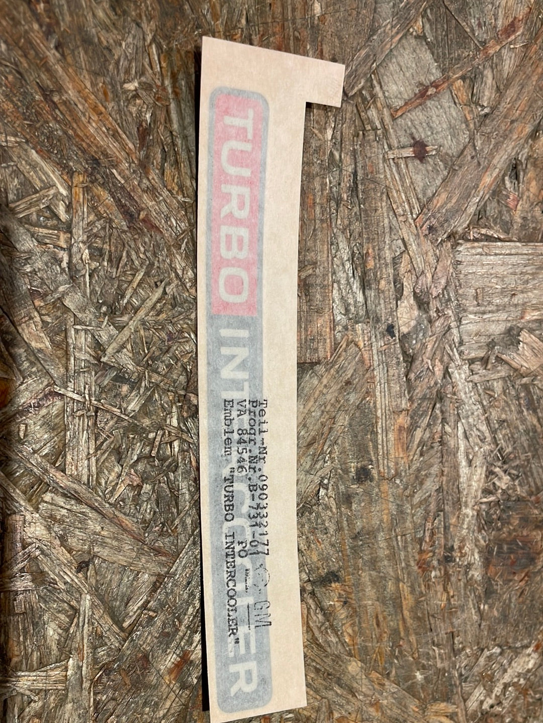 Original GM Opel Kadett E Schriftzug Karosserie „Turbo Intercooler“ rot/Silber Neu