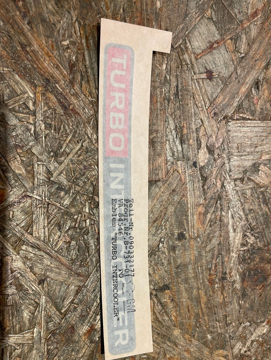 Original GM Opel Kadett E Schriftzug Karosserie „Turbo Intercooler“ rot/Silber Neu