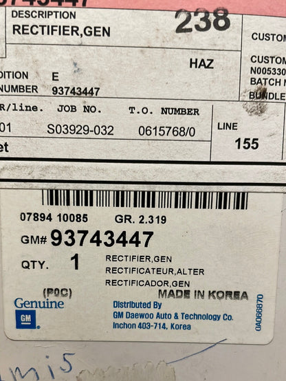 Original GM Chevrolet Captiva (C100) Bj. 07-09, L26 Gleichrichter an Lichtmaschine Neu