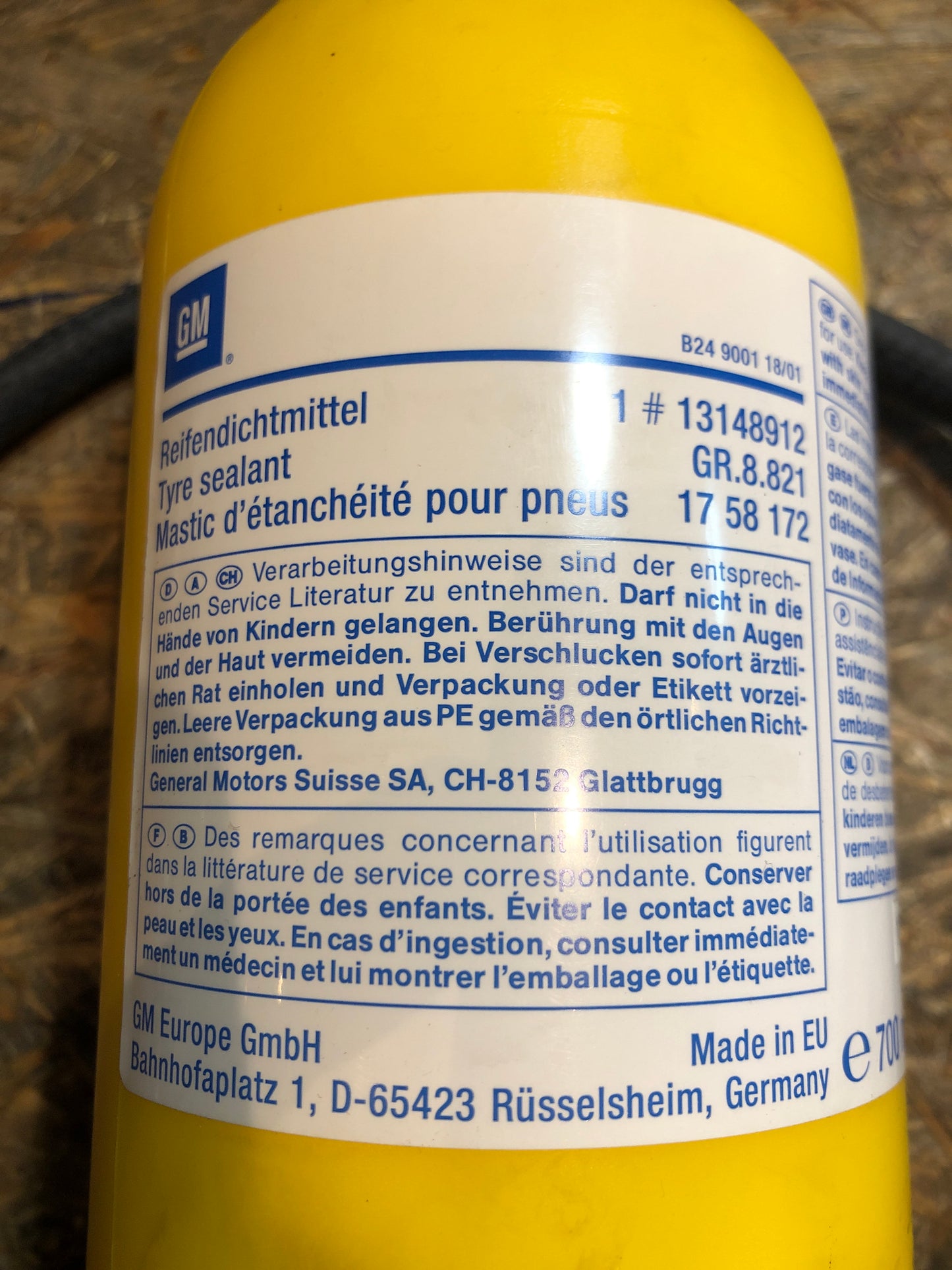 Original GM Opel Vivaro B Vorübergehende Reifenreparaturen 700ml Neu