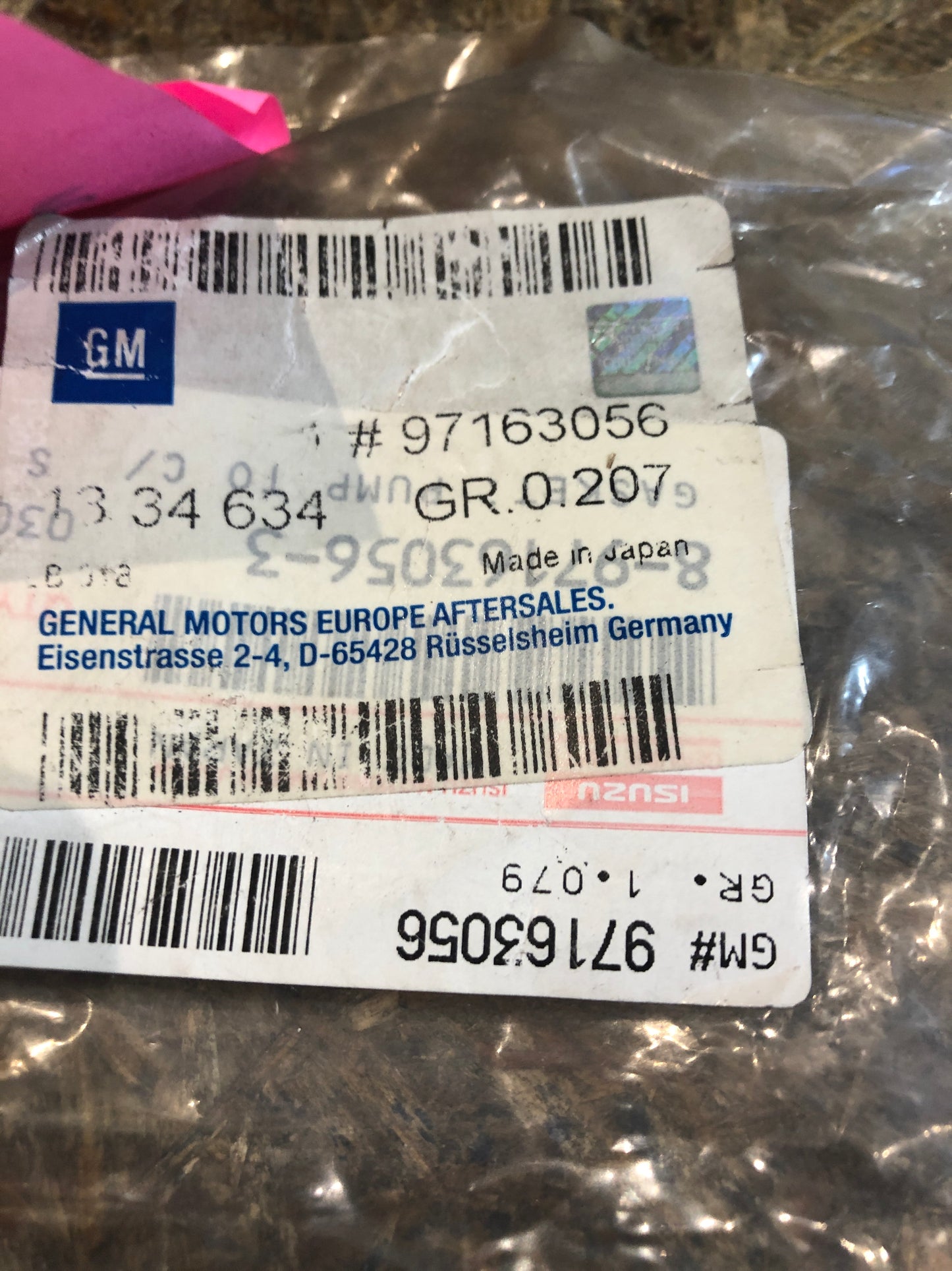 Original Opel Monterey Dichtung Wasserpumpe Neu