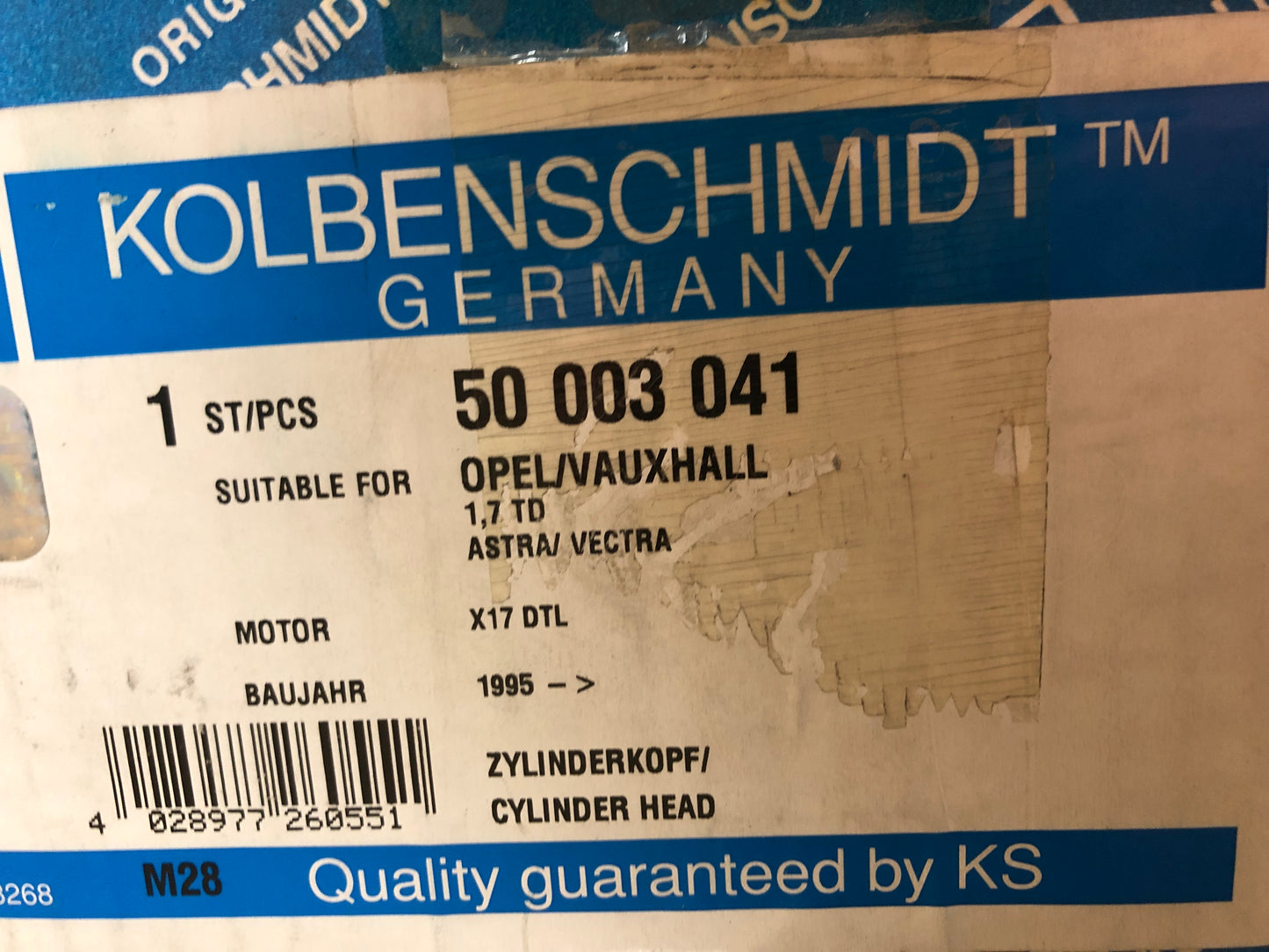 Original Kolbenschmidt Opel Astra F/G Vectra A Zylinderkopf Neu