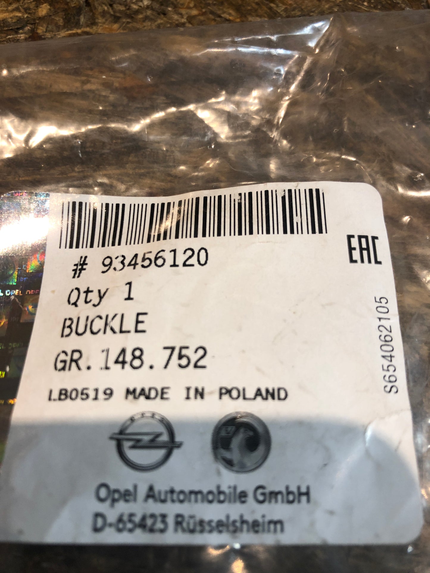 Original GM Opel Vivaro B Schloss Sicherheitsgurt außen Neu