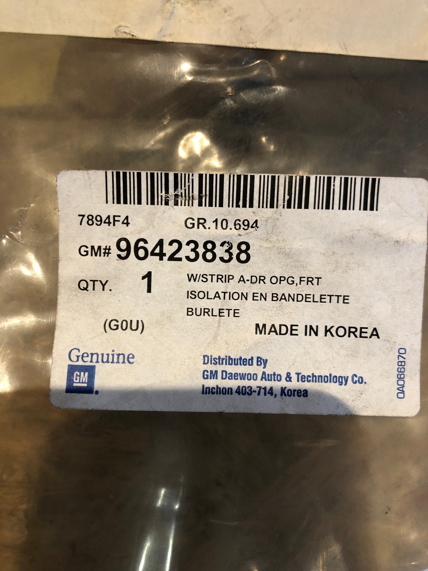 Original GM Chevrolet Vivant Dichtung Türe vorne Neu