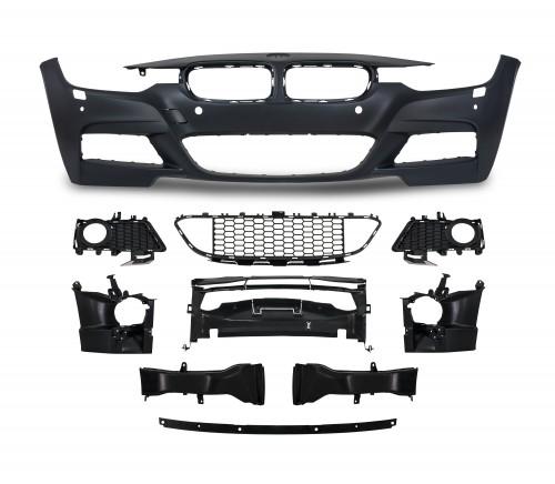 Frontstoßstange im Sport-Design mit PDC-Bohrungen und SRA passend für BMW 3er F30 ( LCI ) ab Baujahr 05.2015-