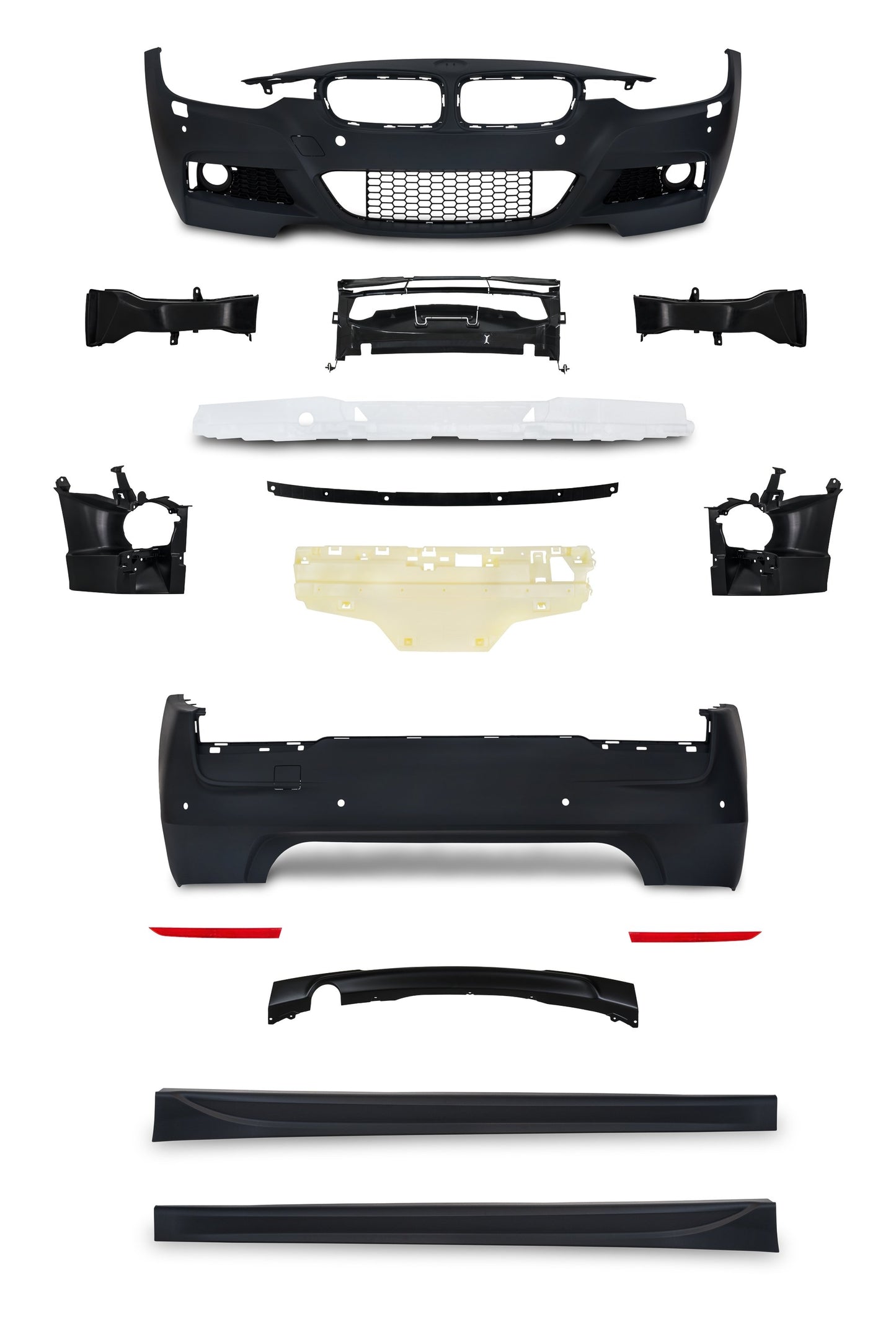 Stoßstangen Kit im Sport-Design inkl. Seitenschweller mit PDC-Bohrungen und SRA passend für BMW 3er F30 Limousine ab Baujahr 10.2011 -