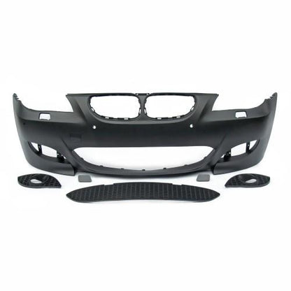 Stoßstange, JOM-SportLook vorne, mit Grill, Ausschnitte mit Abdeckung für SRA, mit PDC, Sport Paket passend für BMW E60 Facelift Bj. 03.2007-03.2010