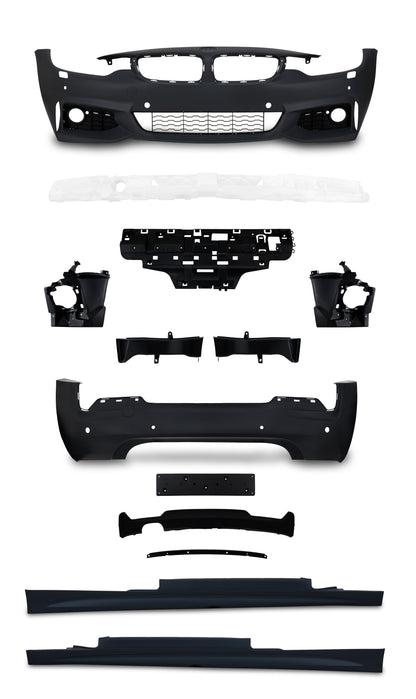 Stoßstangen Kit im Sport-Design inkl. Seitenschweller mit PDC-Bohrungen und SRA passend für BMW 4er F32 ab Baujahr 10.2013-