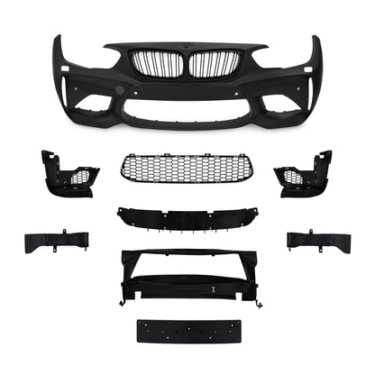 Frontstoßstange im Sport-Design inkl. Grills mit PDC-Bohrungen und SRA passend für BMW F20 LCi / F21 LCi, 2015-2018