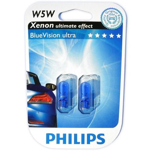 W5W 12V 5W Glühlampen Set, Blue Vision 3400°K, T10 , 2-er Packung mit 2 Leuchtmittel