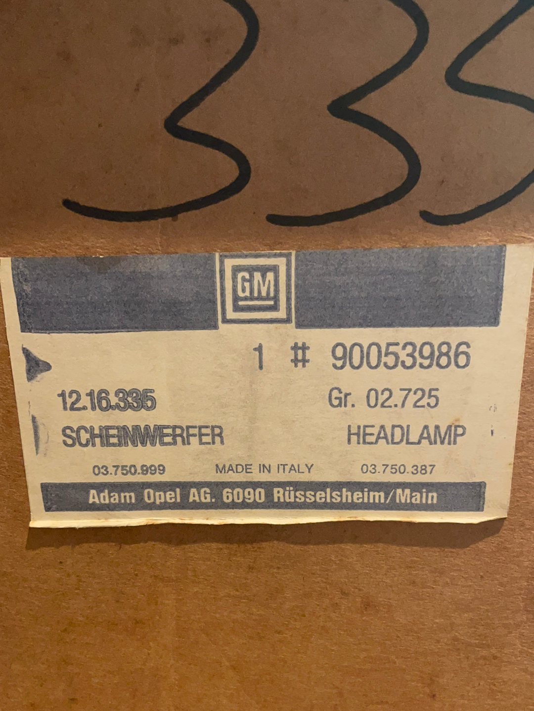 Original GM Opel Kadett D Carello Scheinwerfer rechts H4 Neu