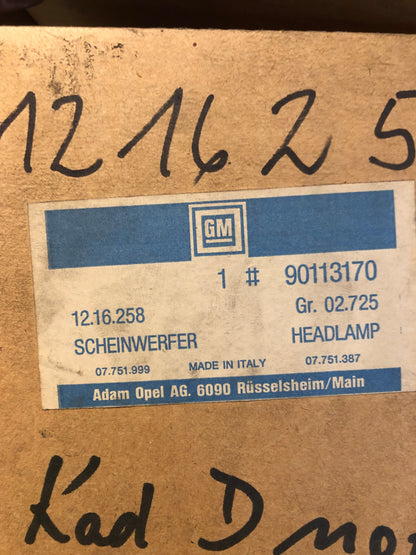 Original GM Opel Kadett D Scheinwerfer Carello links Neu
