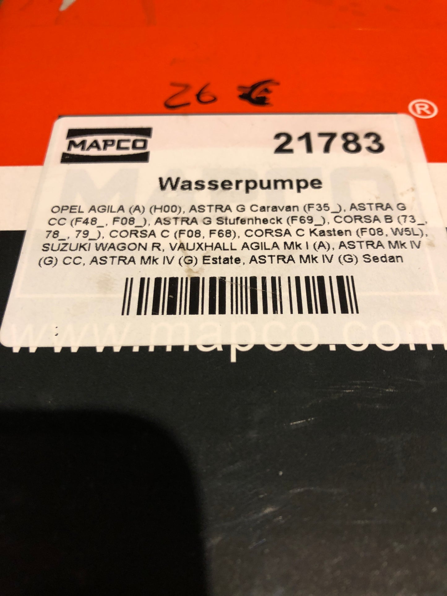 Original Opel Agila A Astra G Corsa B C Wasserpumpe Neu
