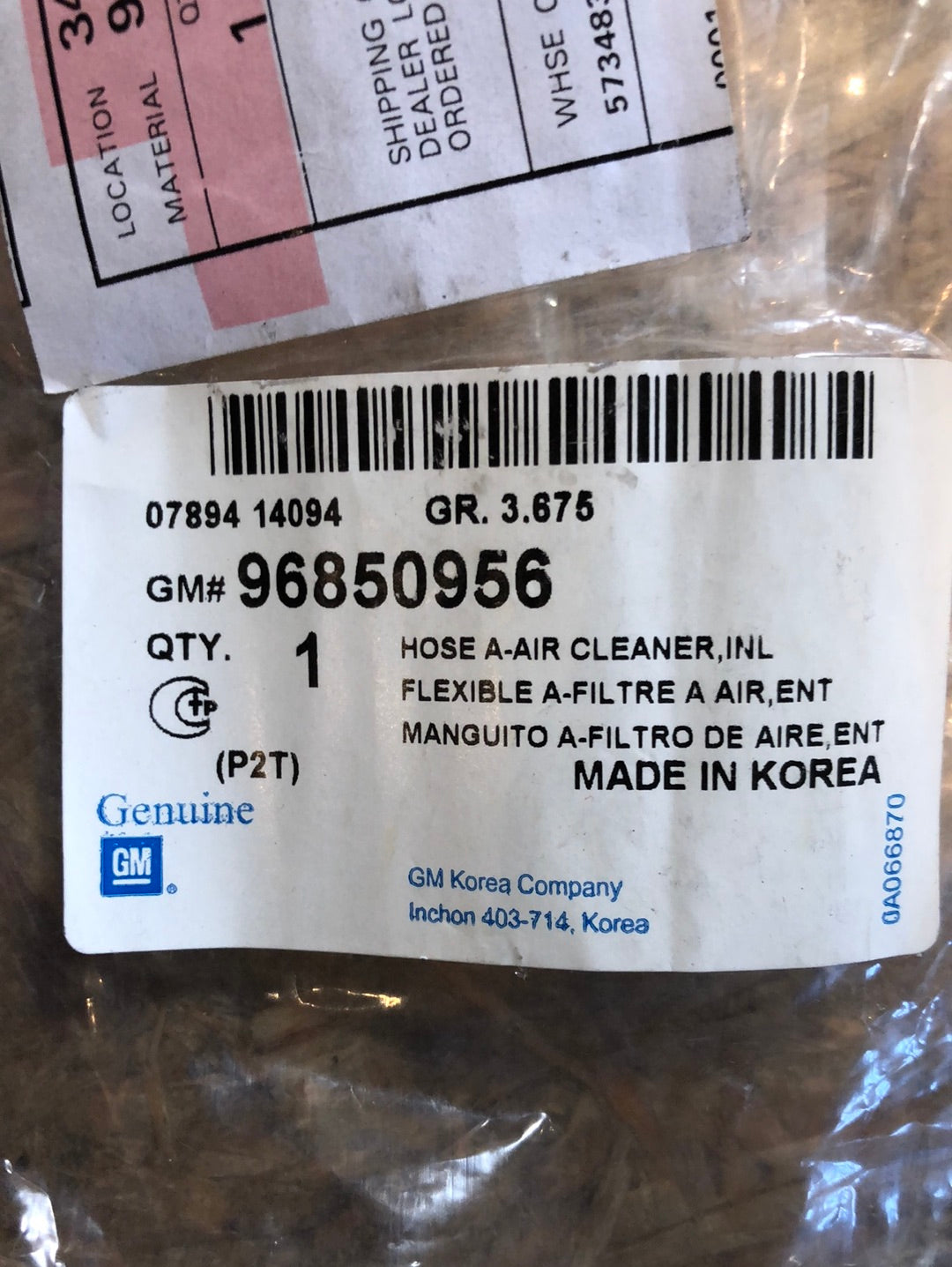 Original GM Chevrolet Aveo Luftfilter Abzweigrohr Neu