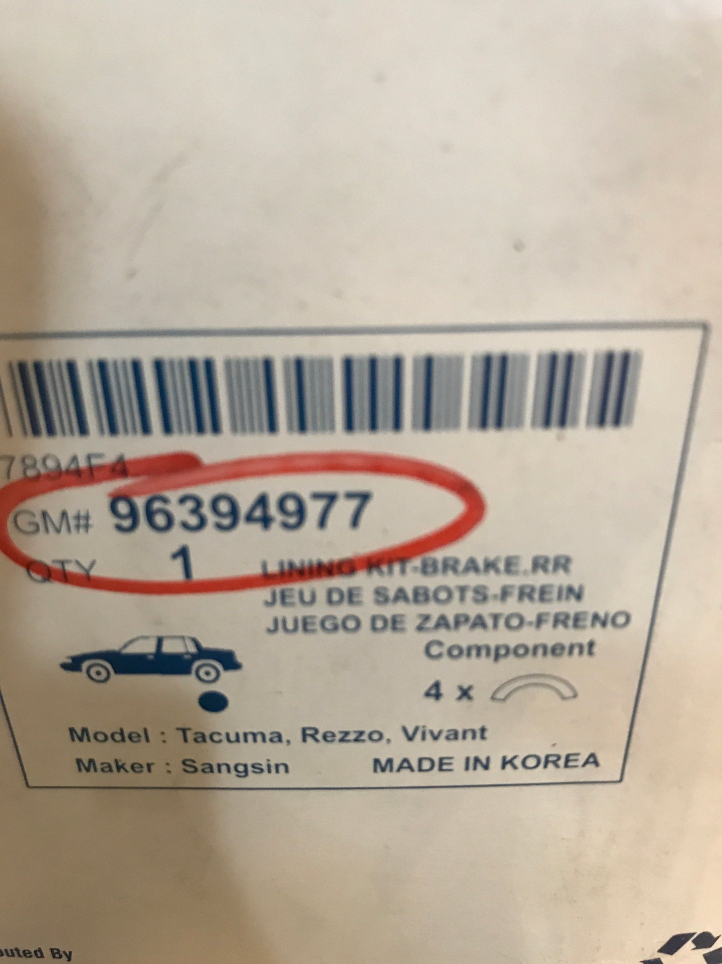 Original Chevrolet Tacuma Rezzo Vivant Bremsbacken hinten  NEU