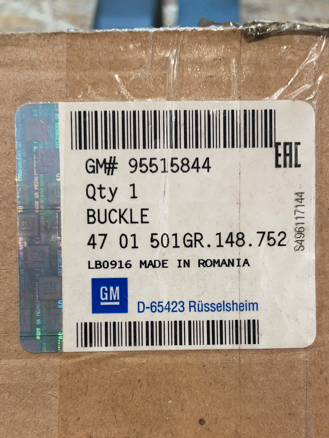 Original GM Opel Agila A Gurtschloss hinten Neu