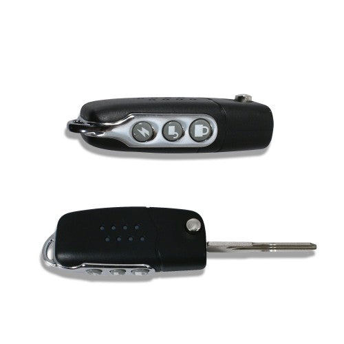 Handsender mit Klappschlüssel, 3 Tasten, schwarz / chrom