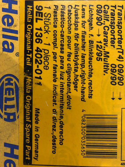 Original Hella VW Transporter California Multivan Gehäuse Blinkleuchte Rechts Neu