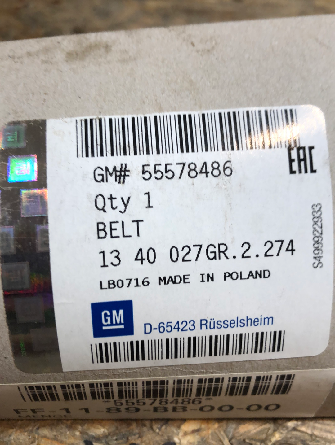 Original GM Opel Frontera B Insignia A Keilrippenriemen Neu