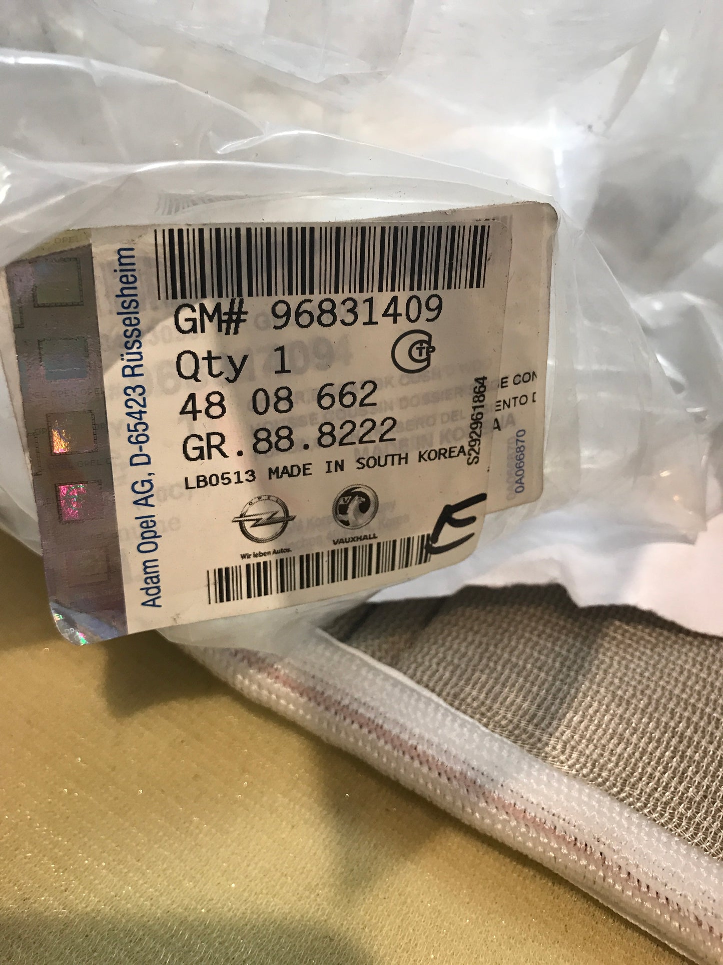 Original Opel Antara Rückenbezug Sitz vorne links NEU