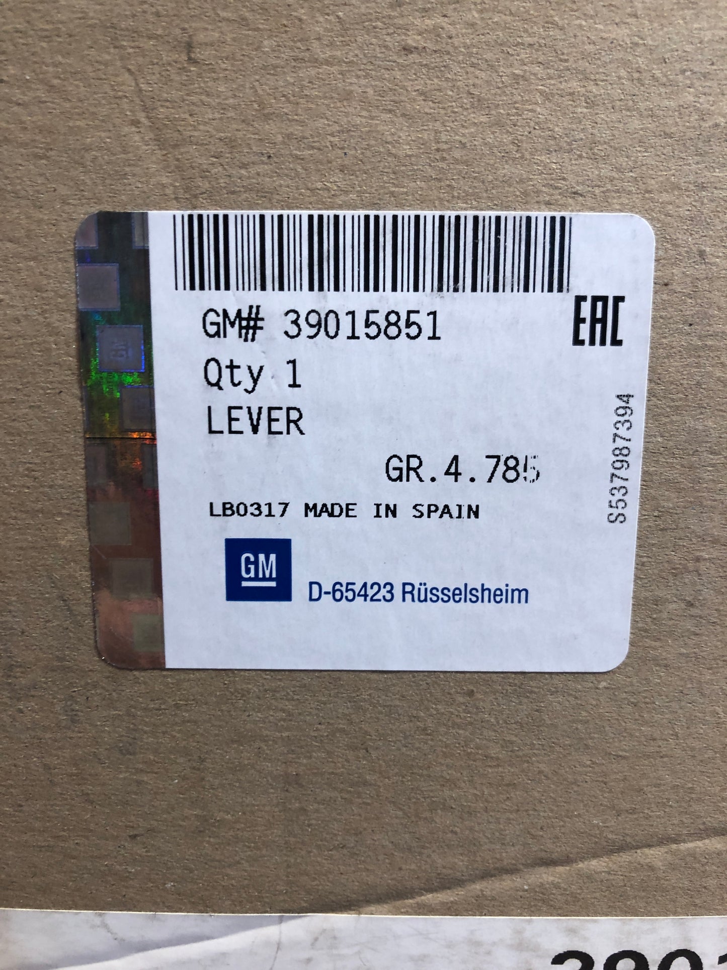 Original GM Opel Handbremshebel Neu