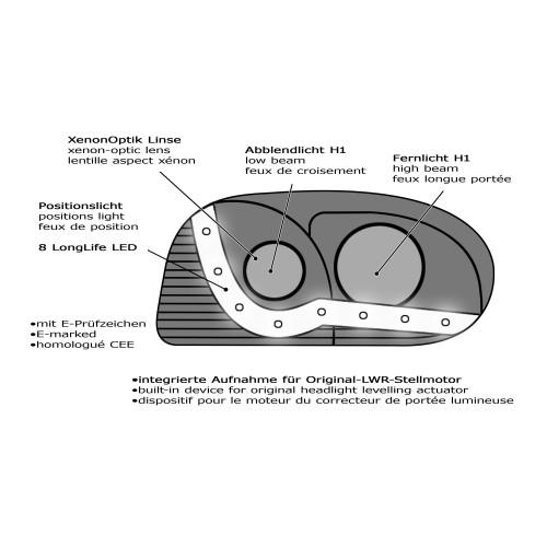 Tagfahrlicht Design Scheinwerfer passend für VW Golf 3 Bj. 92-97