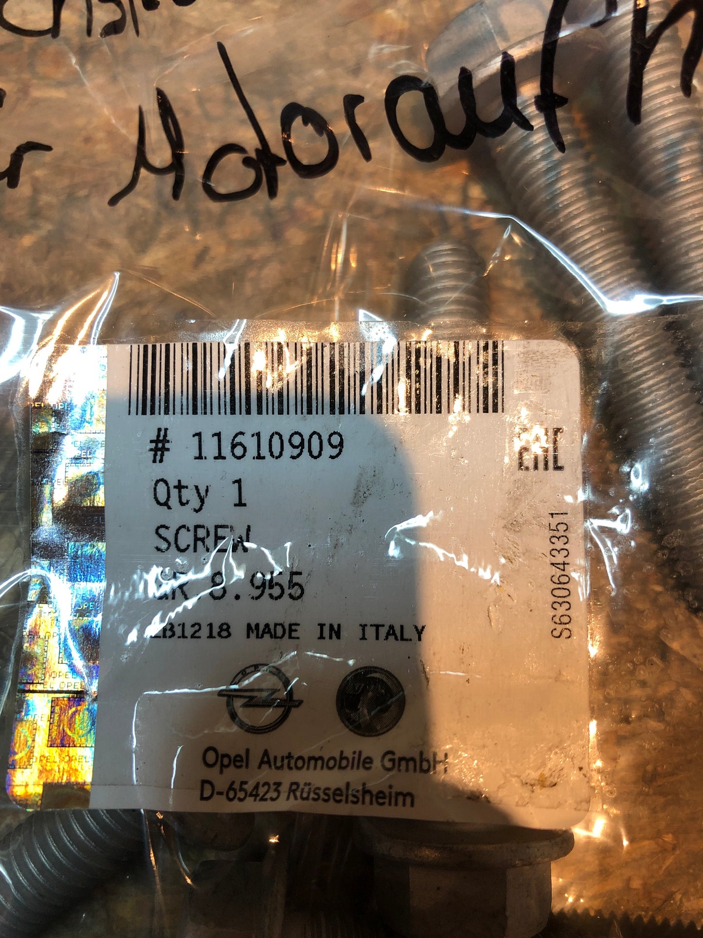 Original GM Opel Astra K Sechskantschraube für Motoraufhängung Neu