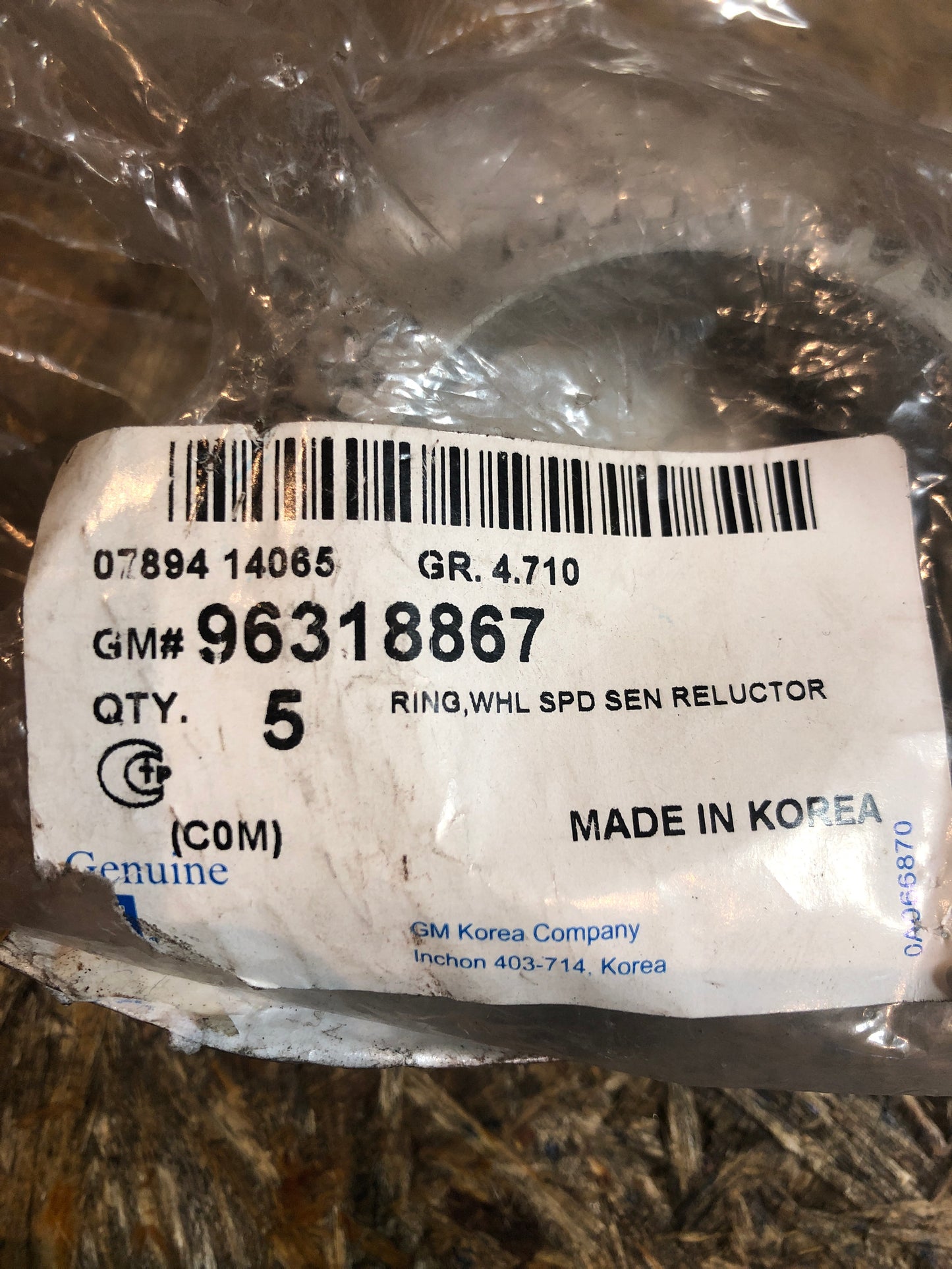 Original Chevrolet Spark ABS Rad Geschwindigkeitssensor Ring Neu