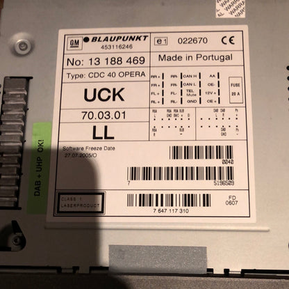 Original GM Opel Zafira B Astra H Radio CDC40 Neu