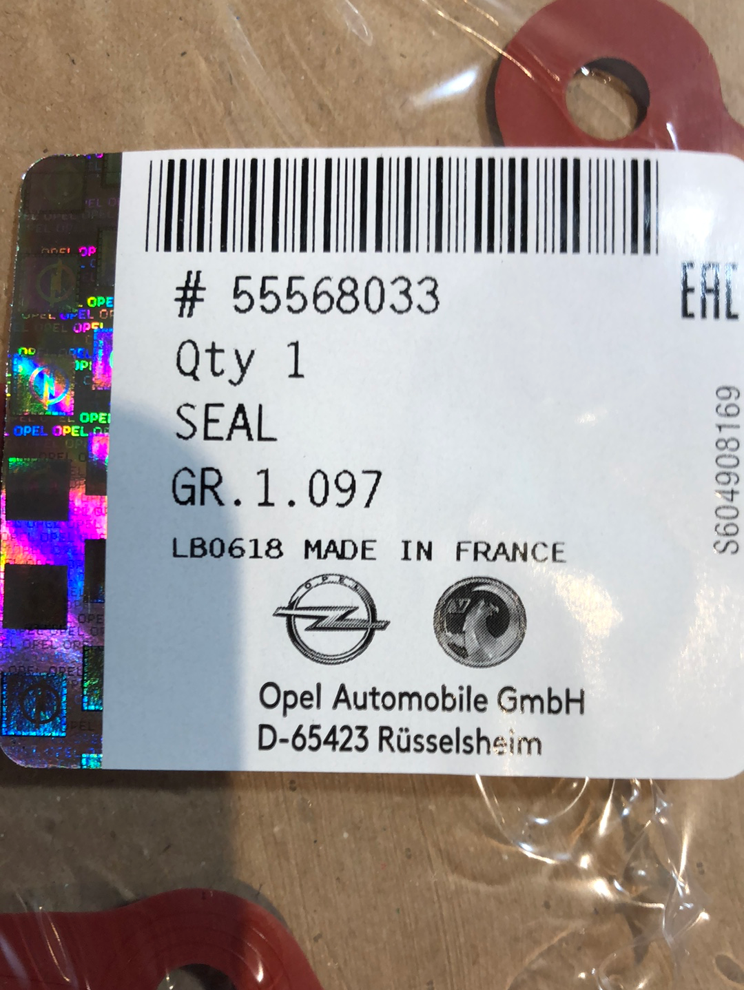 Original GM Opel Adam Ampera Astra J Dichtung Wasserpumpe Neu