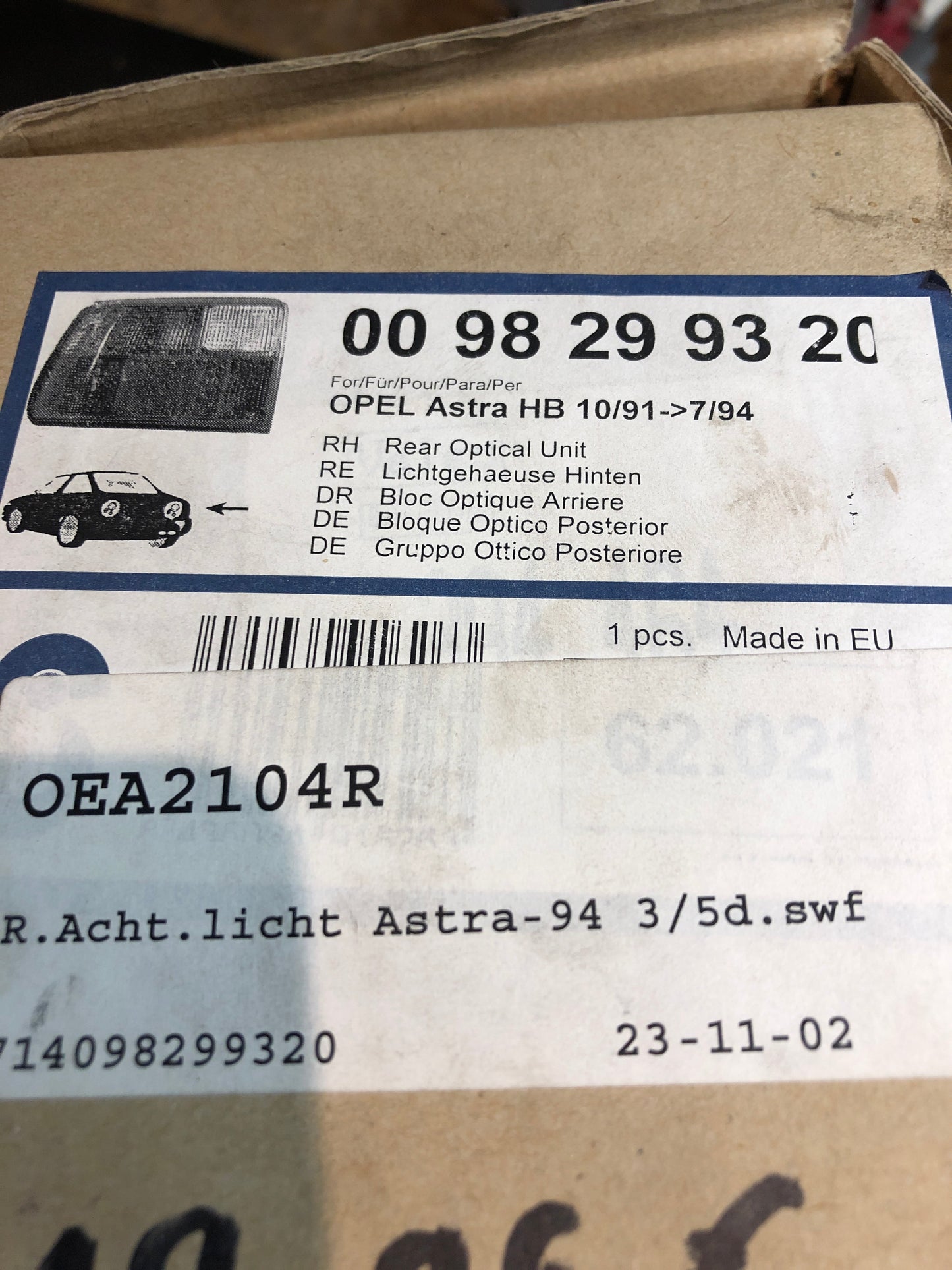 Opel Astra H Heckleuchte rechts Neu