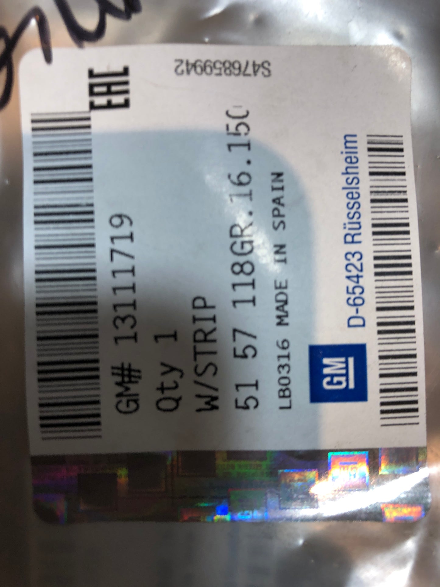 Original GM Opel Combo C Tür Gummidichtung Links Neu