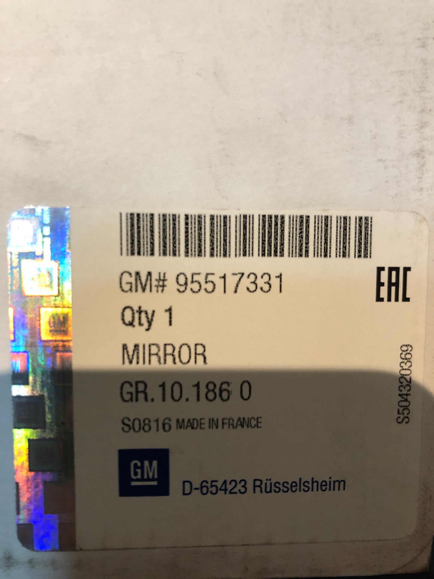 Original GM Opel Vivaro Spiegelglas außen rechts beheizt Neu
